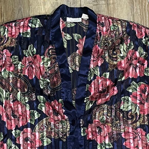 Victorias Secret VTG Gold Label 2 Pc Floral Satin Pajama Set Womens S 90s Lounge - Picture 3 of 10